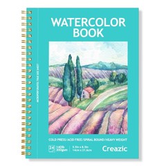 Watercolor Paper Pad, 5.5″x8.5” (24 Sheets, 140lb/300g), Spiral – Bound with …