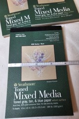 3 Strathmore 400 Series Toned Mixed Media Pads 4″ X 6″, Grey, Tan & Blue