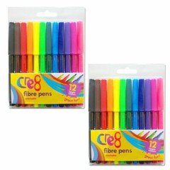 24x MULTI COLOUR FELT FIBRE TIPPED PENS Set Art Artist Washable Markers Drawing