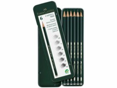 Faber Castell Finest Artist 9000 Drawing Pencil Tin Set of 6. 8B,6B,4B,2B,B,HB