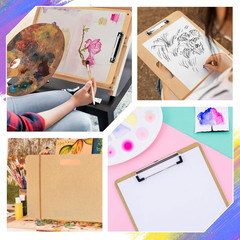 2 Pack 11.8X17.7 Drawing Boards, Sketch Boards with Sturdy Clip and Rubber Bands