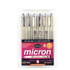 Sakura Pigma Micron 05 0.45mm Assorted 6-Color Set Made in Japan NOS Sealed