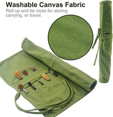 Canvas Paint Brush Organizer – 22 Pocket Holder for Acrylic, Oil, Watercolor & G