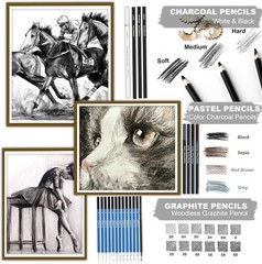 KALOUR 76 Drawing Sketching Kit Set – Pro Art Supplies with Sketchbook & Waterco