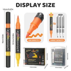 48 Colors Duo Glitter Brush Markers, 24 Pack Water-based Ink Glitter Pens, Me…