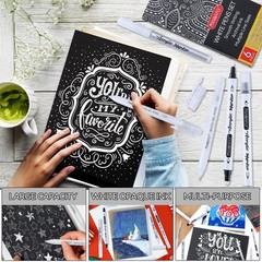 PANDAFLY White Ink Pens Set, 0.5mm Fine Point 1 Count (Pack of 6),