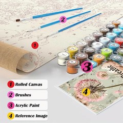 Dandelion Paint by Numbers Kit for Adults DIY Floral Canvas Art Painting