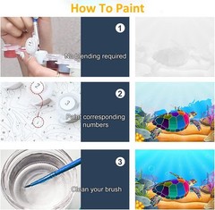 Tookeen Paint by Numbers Kit 19.5 cm x x 1.3 cm, Turtle Frameless-1
