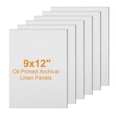 6 PCS 9×12 Inch Oil Primed Archival Linen Panel 11oz Artist Painting Board Art