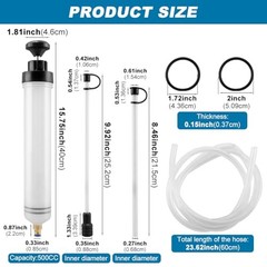 Manual Oil Extractor Pump Fluid Transfer with 23.6 inch Rubber Hose for