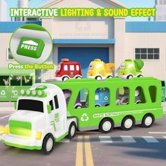 7-in-1 Toddler Truck Toys for 2 3 4 5 Year Old Boys – 17″ Longer Transport Ec…