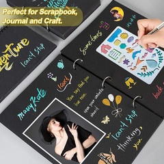 30 Pack Metallic Marker Pens, 24 Colors Fine Tip Paint Pens with 6 Stencils for