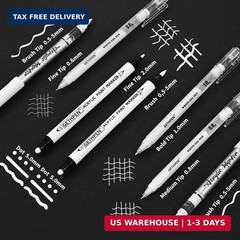GETHPEN White Ink Pens, Fine Point Gel Pens, Brush Tip Acrylic Markers,white pai