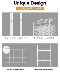 mocomax Wall Mount Art Drying Rack, 32 Removable Shelves Metal Paint Drying R…
