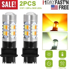 2 Pcs T25 3157 800LM Turn Signal Parking DRL LED Light Bulbs w/ LED Load Decoder
