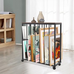 Black Painting Drying Rack Art Storage Rack Display Stand w/ 4 Universal Wheels