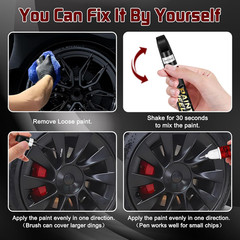 Matte Black Rim Touch up Paint, Efficient Wheel Paint Pen for Metal, Also Match