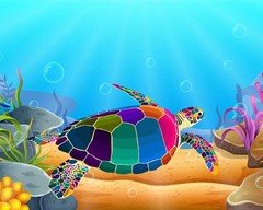 Tookeen Paint by Numbers Kit 19.5 cm x x 1.3 cm, Turtle Frameless-1