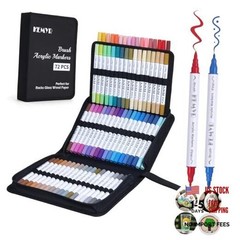 KEMYR 72 Colors Brush & Fine Tip Acrylic Paint Pens, Dual Tip B-72 colors