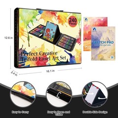 Art Supplies, 240-Piece Art Set Crafts Drawing Kits with Double Sided Trifold…