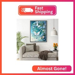 DPHERO DIY Blue Flowers Diamond Painting Kits for Beginners Adults,5D Butterfly