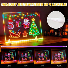 1-Pack Light up LED Dry Erase Drawing Board for Kids with 7-Color Modes, Stand,