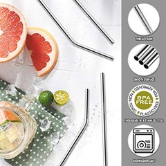12-Pack Reusable Stainless Steel Metal Straws with Case – Long Drinking Silver