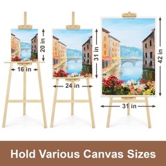JEAWIWI 1Pcs Wooden Easel for Painting-Adjustable 42 inches, wood color
