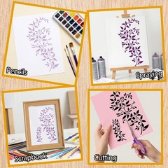Large Vine Stencils for Painting on Wood Wall, 10.2 inches x 7 inches, White