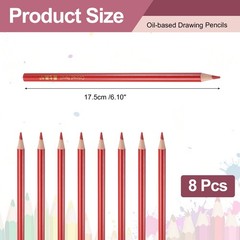 8PCS Colored Pencils Set, Wooden Oil Based Colored Drawing Pencil, Red