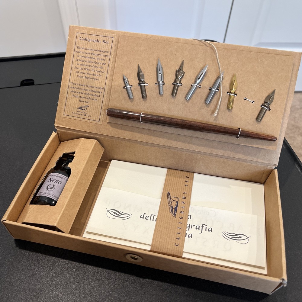 Cavallini & Co. Calligraphy Set with Pen, Assorted Nibs, Black Ink