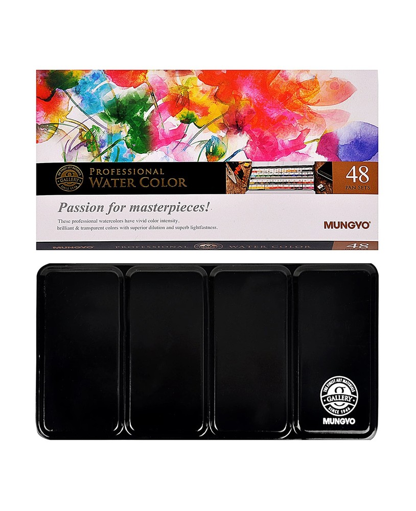 48 Count Assorted Solid Paint Set 48 Colors Portable Half Pan For Outdoors