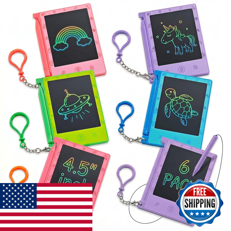 Kiddieloot Mini Lcd Writing Tablet For Kids – Pack Of 6 4.5 Inch Colorful