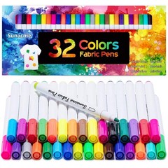 Fabric Markers Pen, 32 Colors Permanent Fabric Paint Pens for T-Shirt, Fine T…