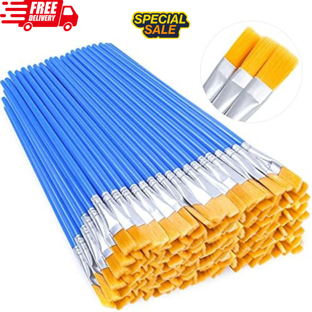 100PCS Small Paint Brushes Bulk, Flat Top Acrylic Mini Brushes for Kids, Crafts