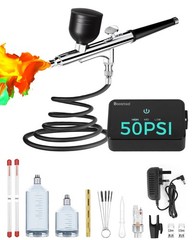 50 PSI Airbrush Kit with Air Compressor, High Pressure Portable Air Brush Gun…