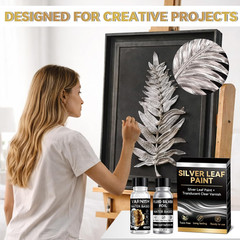 Liquid Silver Leaf Paint Kit, Water-Based Metallic Silver Acrylic Paint with Glo