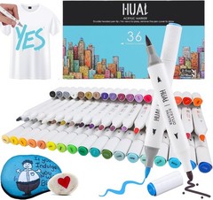 36 Colors Dual Tip Acrylic Paint Pens, 2–5mm Fine & Brush Tip, Triangular Air…