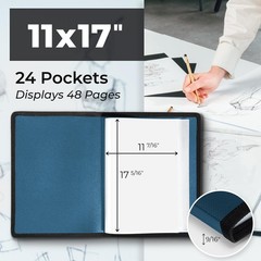 Dunwell 11×17 Art Portfolio Binder with Black Mounting Paper Blue, Large Port…