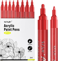 Acrylic Black Paint Pens – 8 Pack 2-3MM Medium Tip & 0.7MM Extra Fine Black Perm