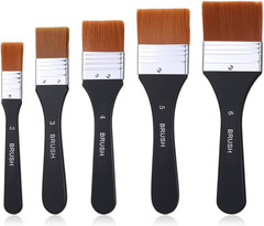 5Pcs Wide Flat Paint Brushes for Jesso Varnish Brush for Acrylic Painting Waterc