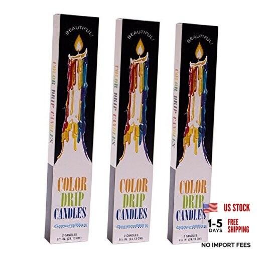 Color Drip Candles, 3-Pack (6 candles total), Unscented