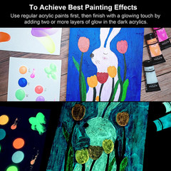 Glow in the Dark Acrylic Paint – 8 Colors X 0.71 Fl Oz / 21Ml Neon UV Black Ligh