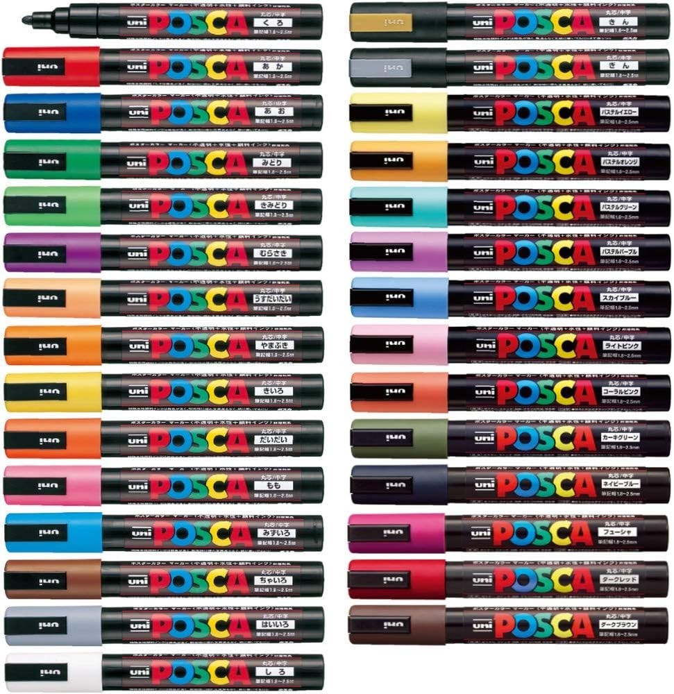 Uni Posca Paint Marker Pen Medium Point(PC5M) 29 Colors Set (Japan Import)