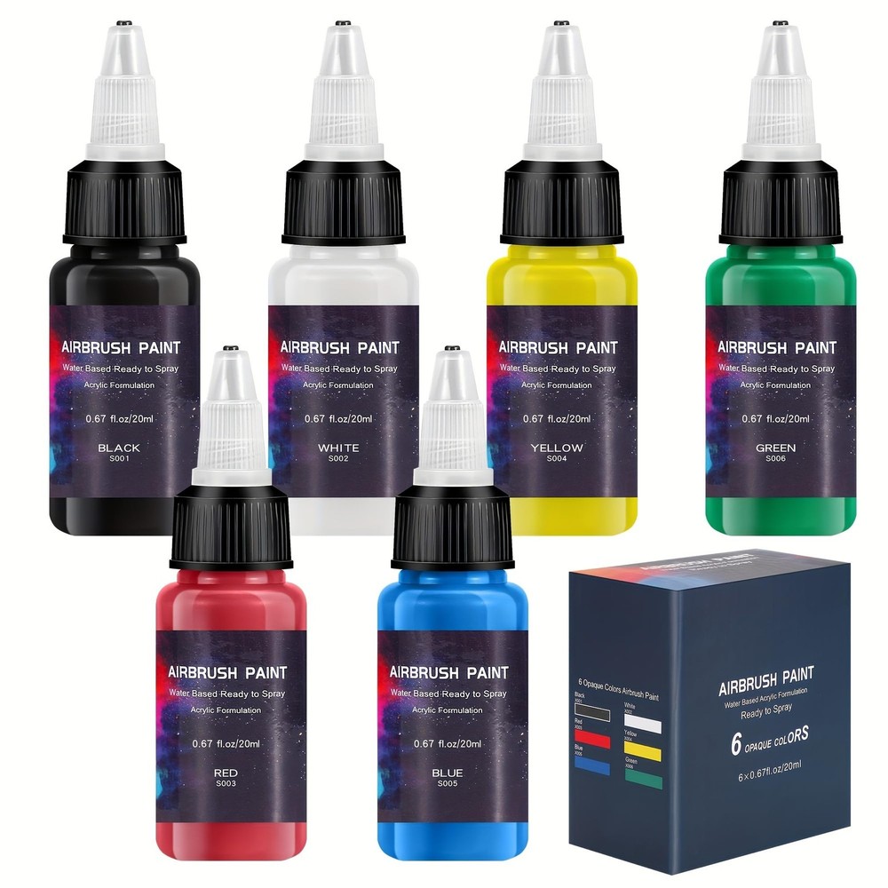Airbrush Paint 6 Colors, Ready to Spray Airbrush Paint Set, Water-Based Acryl…