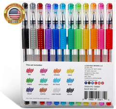 Glitter Rollerball Gel Pens, 12 Sparkling Colors with Soft-Grip Comfort, XL Ink