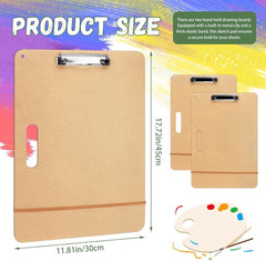 2 Pack 11.8X17.7 Drawing Boards, Sketch Boards with Sturdy Clip and Rubber Bands