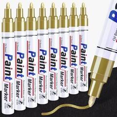 8 Gold Paint Pen Markers, Oil Based, Metallic, Permanent, Metal, Plastic, Glass