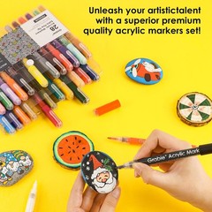 Grabie Acrylic Paint Pens Markers, 28 Colors Extra Fine Tip Markers