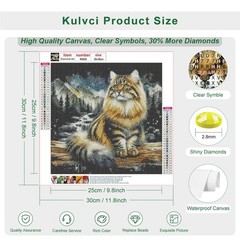 Kulvci Diamond Art Kits for Adults, Cat 12 inches x 12 inches, Multicolor